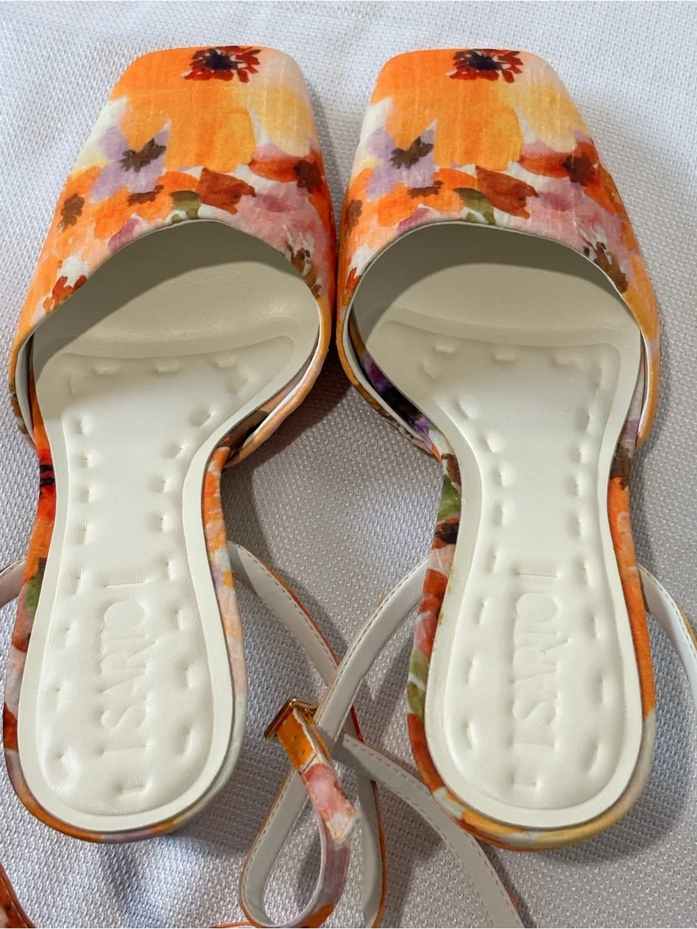 Franco Sarto Floral Orange Slingback Block Heels